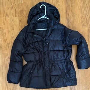 Express Black Quilted Hooded Jacket